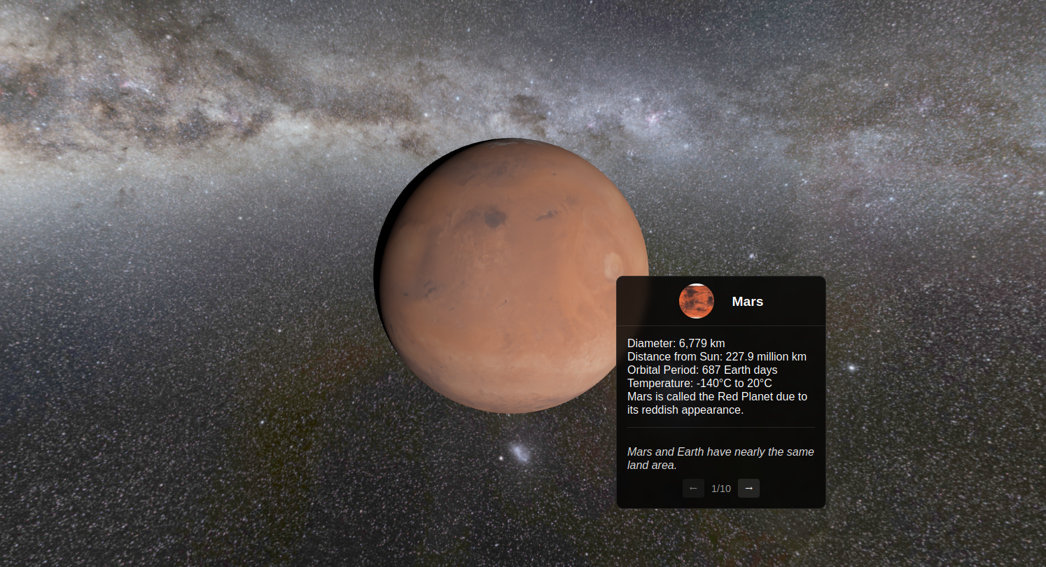 Interactive 3D Solar System preview